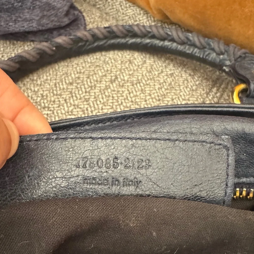 Vintage Balenciaga Marine Blue Leather Giant 21 Gold Brief Bag
